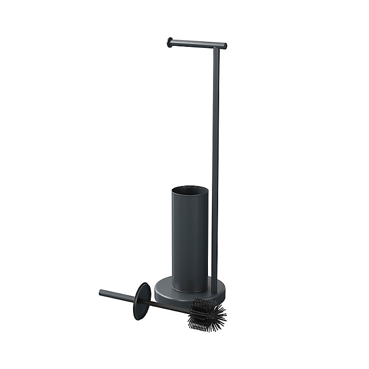 Serviteur WC GoodHome Elland en acier coloris ébène l.19 x P.19 x H.68,5 cm