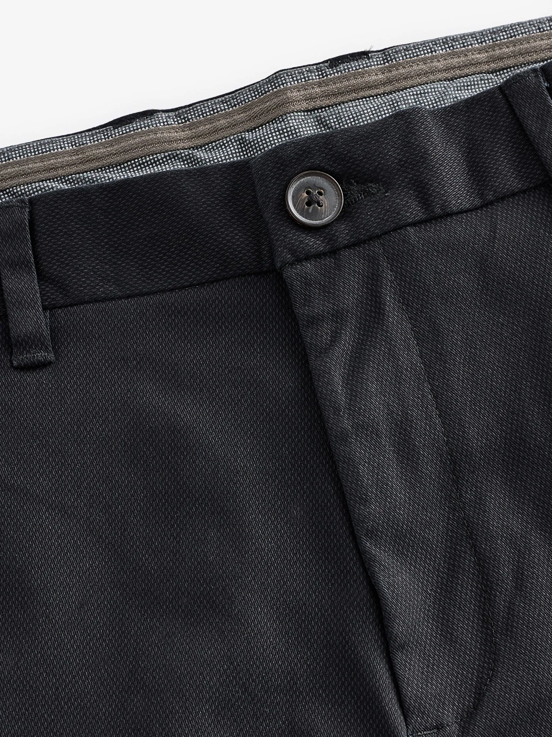 Zwart - Slim Fit - Zacht aanvoelende stretch-chino met print