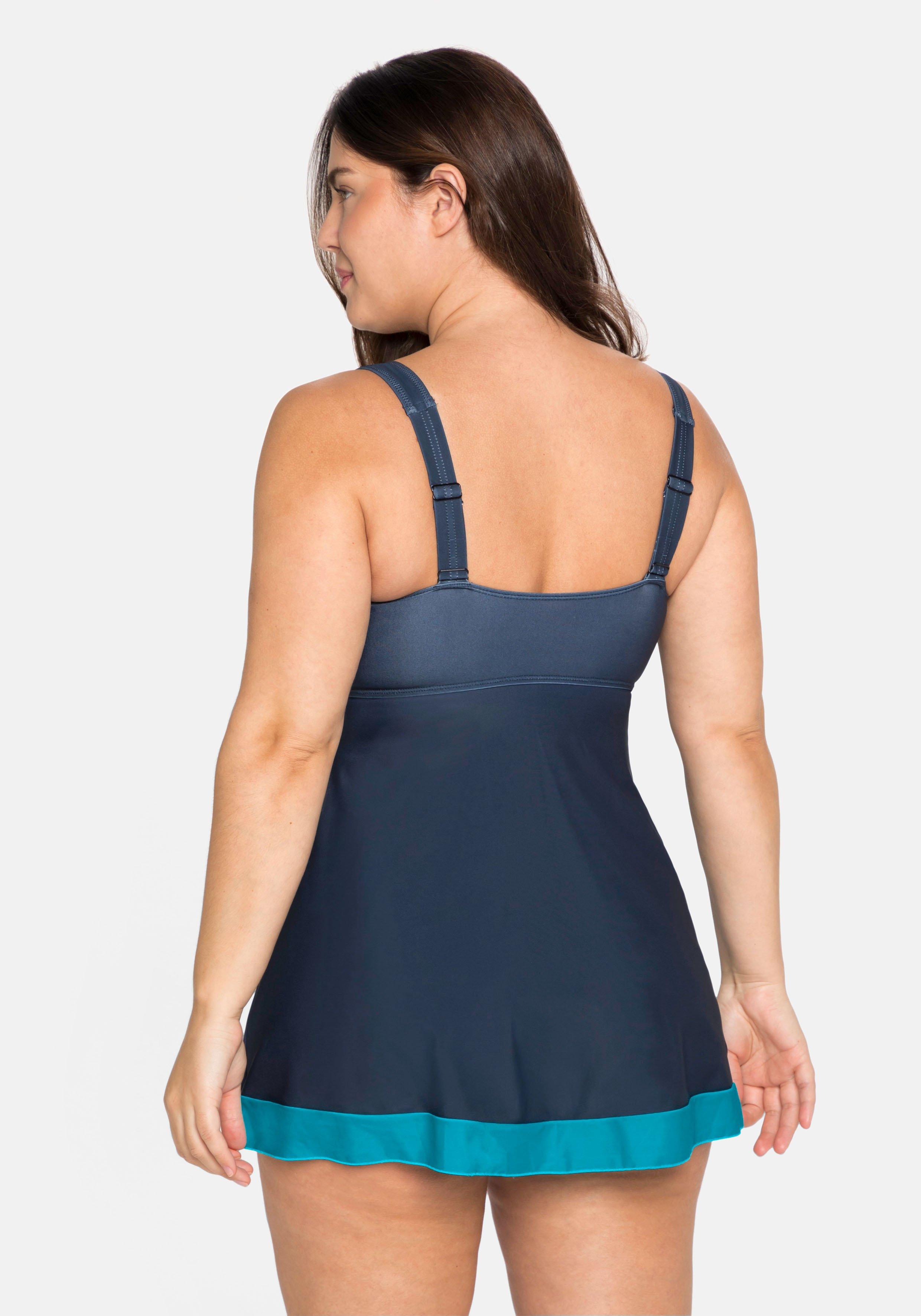 Tankini-Oberteil mit Kontrastdetails, in Longform