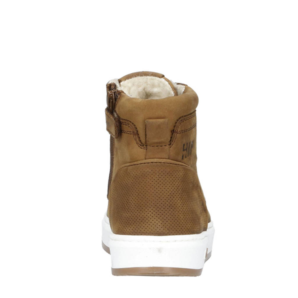 Hip leren sneakers cognac