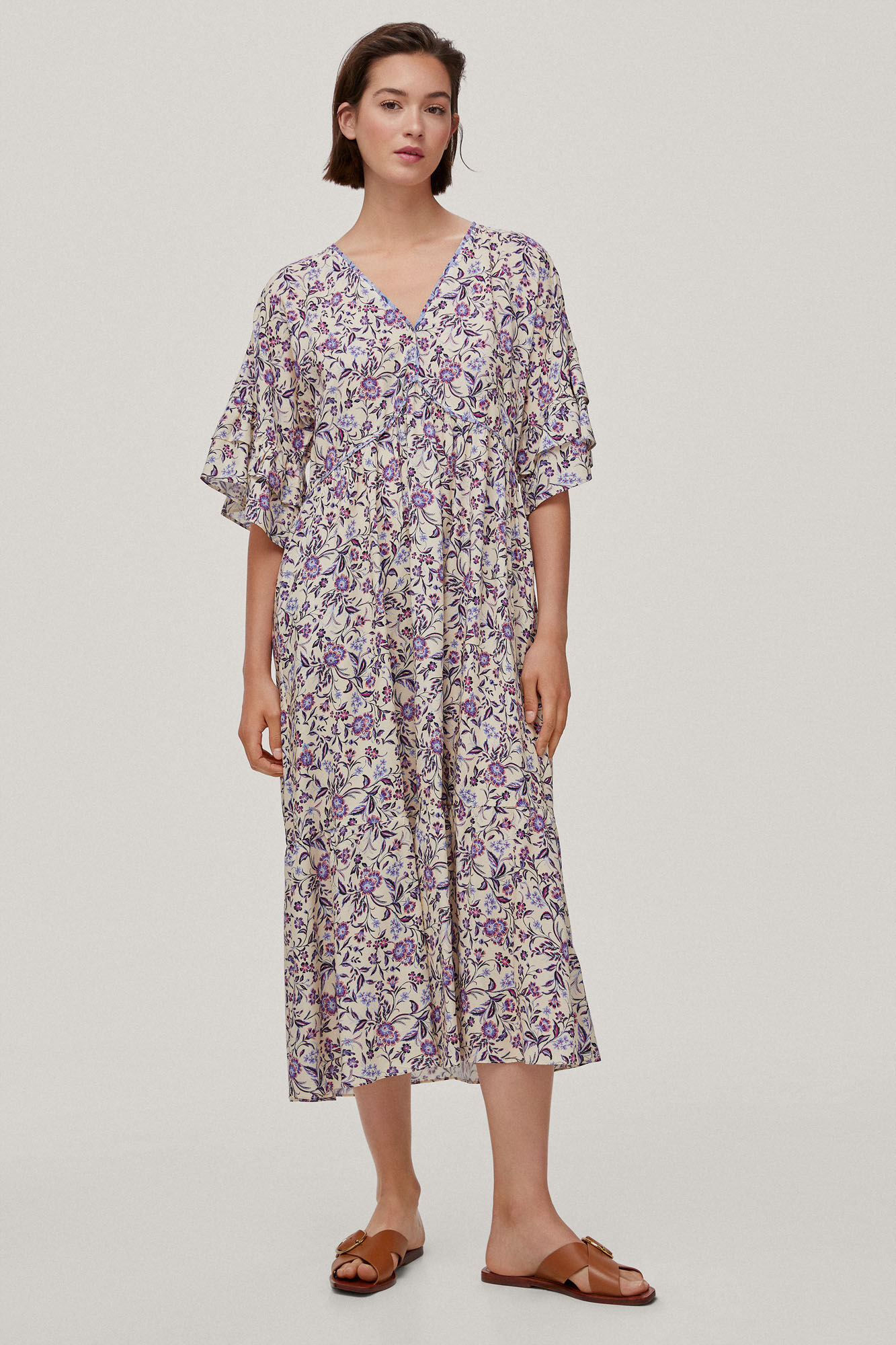 Vestido túnica com estampa floral - Azul