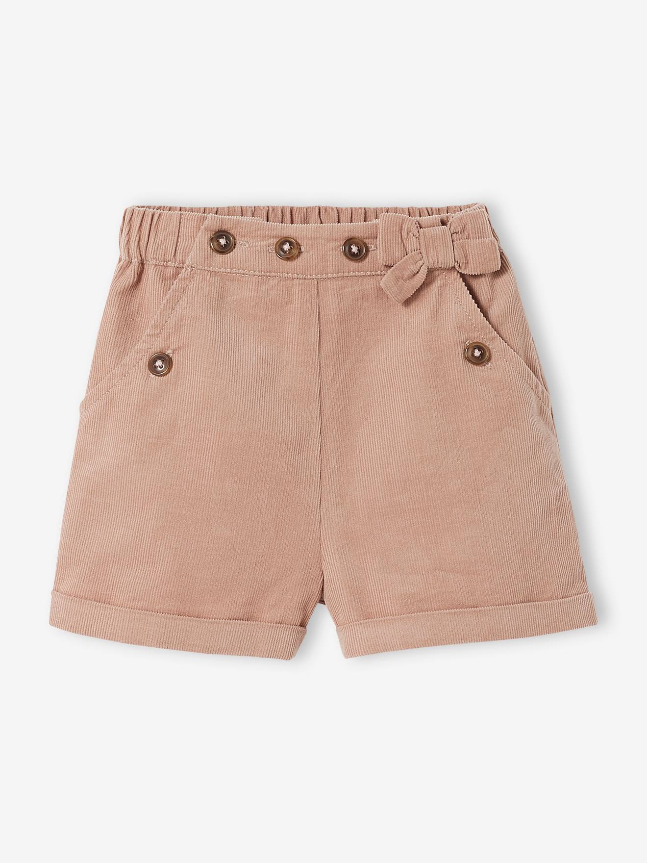 Conjunto de 3 peças para bebê, composto por shorts de veludo, camiseta e faixa de cabelo, na cor azul-escura listrada.