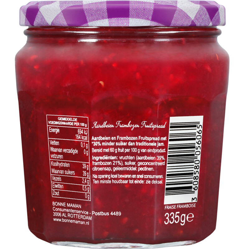 Bonne Maman Aardbeien frambozen minder suiker