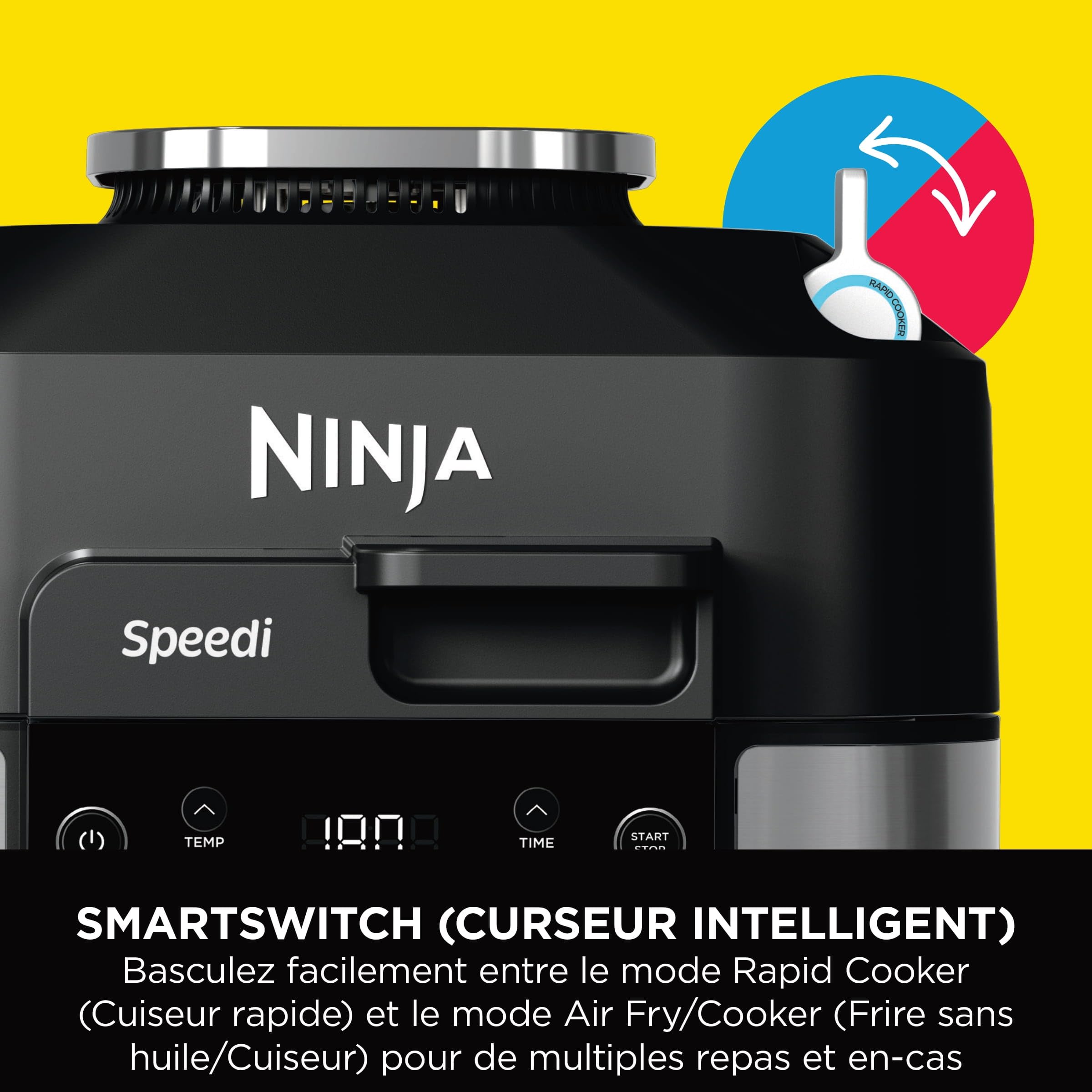 Ninja Speedi 10-en-1 Cuiseur rapide, Air Fryer, Friteuse à air et Multicuiseur, 5.7L, Repas pour 4 en 15 minutes, Vapeur, Gril, Cuire au four, Rôtir,