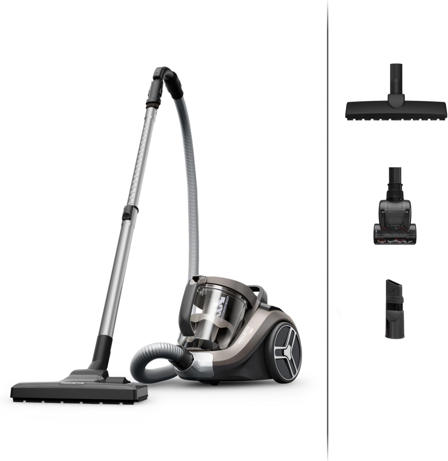 Rowenta Compact Power XXL Animal beutelloser Bodenstaubsauger, 900 Watt, 3-stufiges Filtersystem, XXL Fassungsvermögen, 8,80 m Reinigungsradius, inkl. umfangreichem Zubehör, Bronze, RO4B50