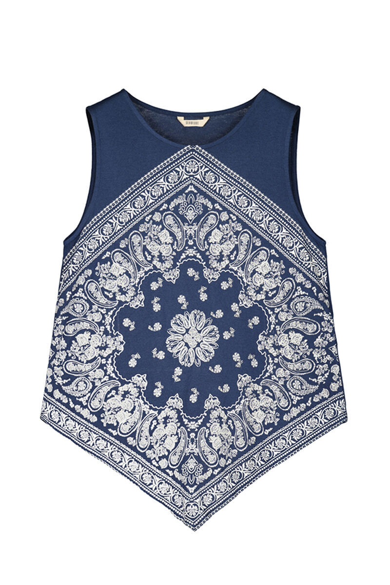 Blusa fluida com estampa - Estampa azul