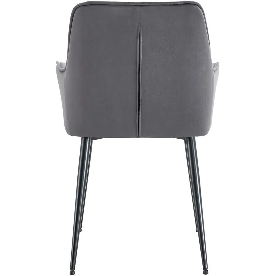 CLP Set van 2 Eetkamerstoel Ferndale zwart Frame - Fluweel - donkergrijs