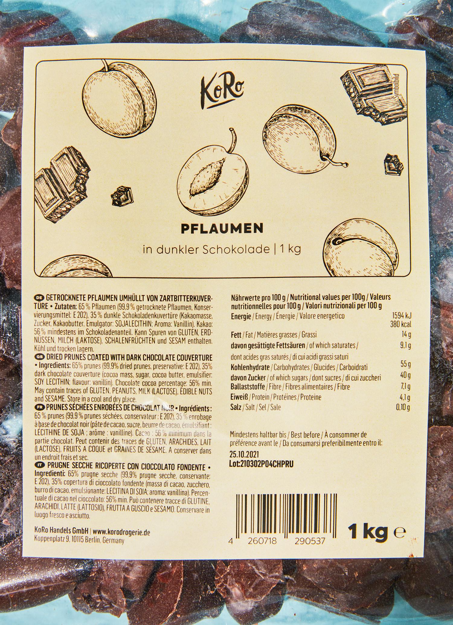 Pflaumen in dunkler Schokolade 1 kg