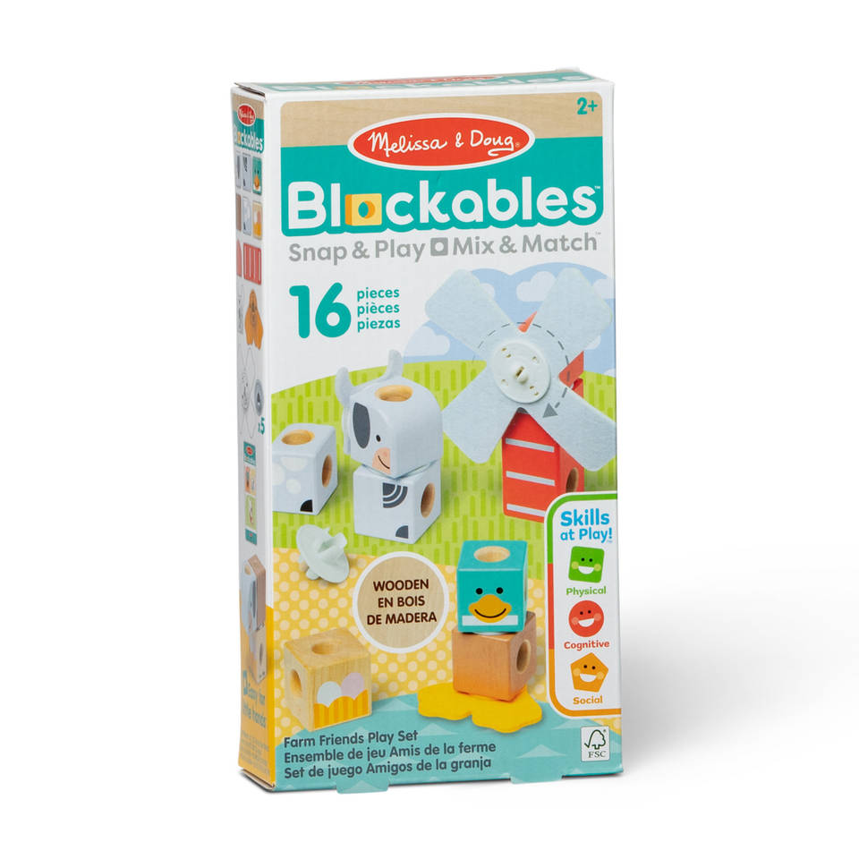Melissa & Doug Blockables boerderijdieren blokkenset 16-delig