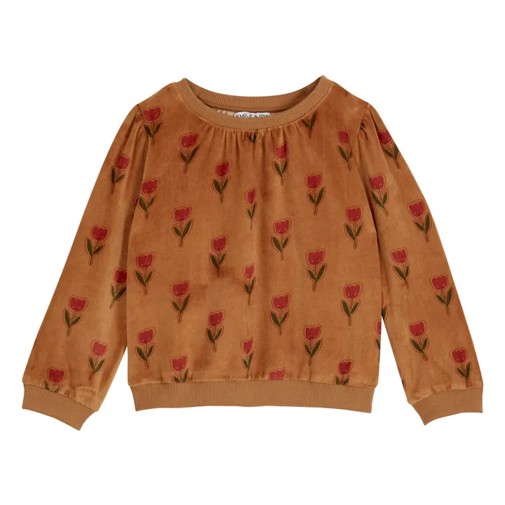 Emile et Ida Sweat Velours Tulipes | Caramel