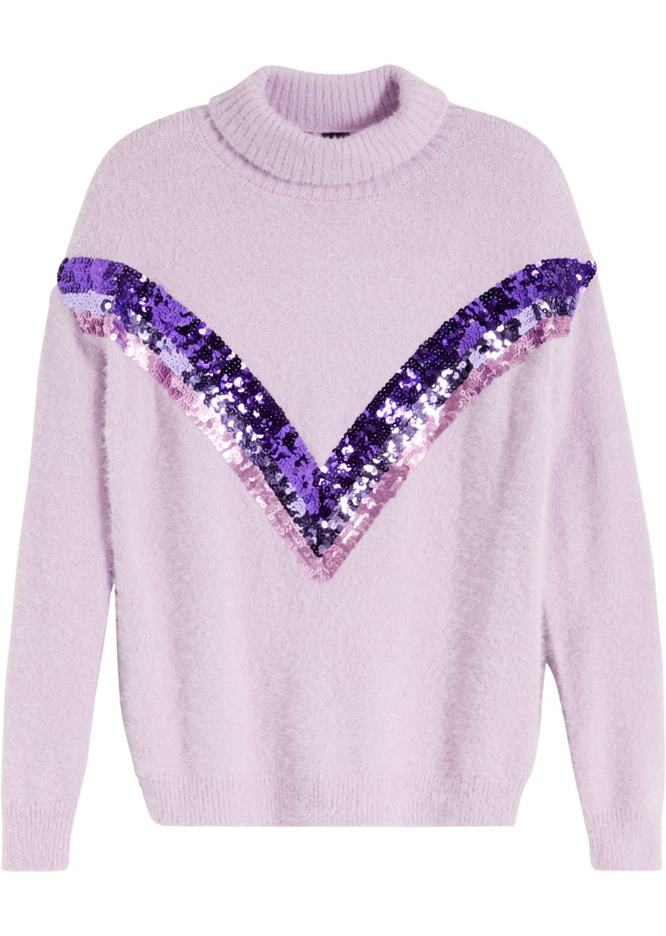 Pull col roulé avec paillettes appliquées