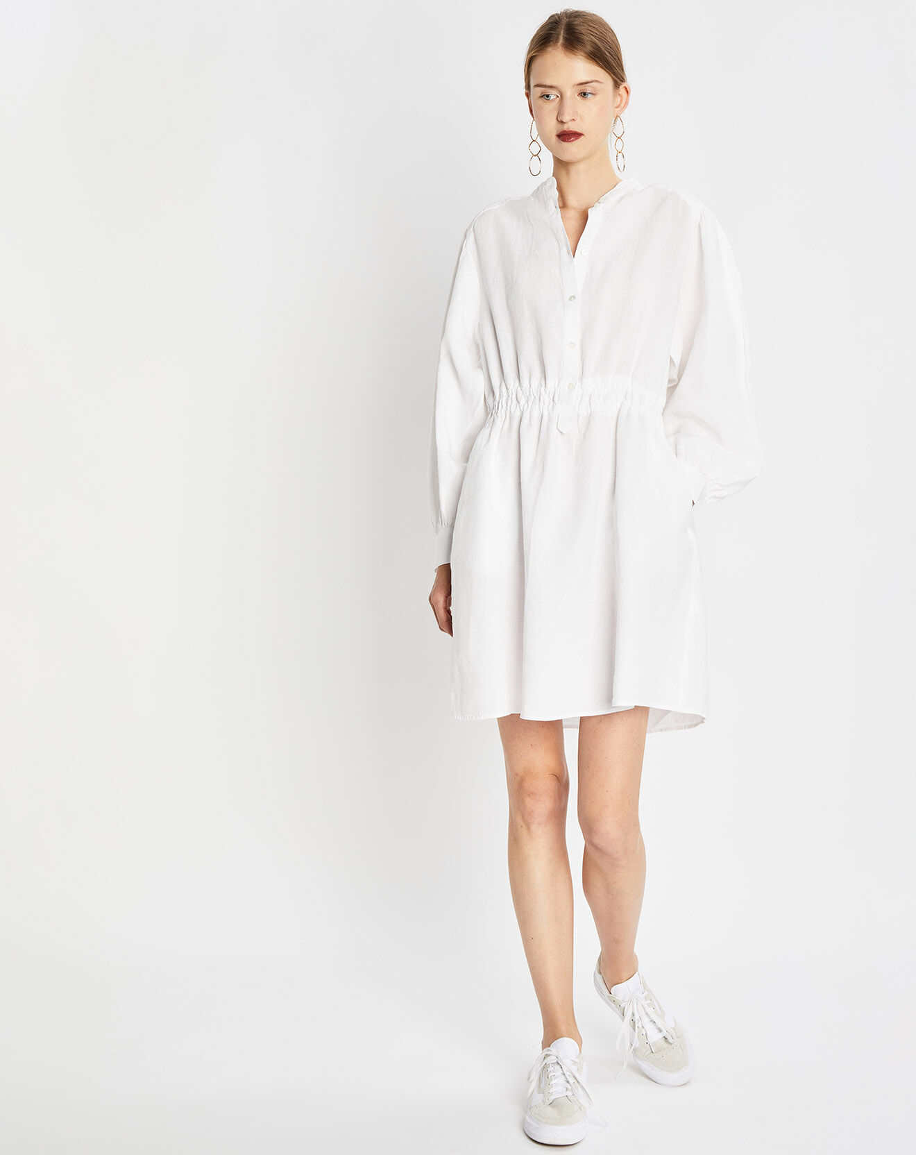 Marc O'Polo Robe courtes 100% Lin Col Mao Kl écrue