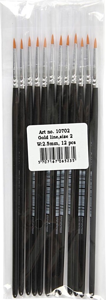 Gold Line Pensler - Nr. 2 - L 17 CM - B 2,5 MM - Rund - 12 Stk