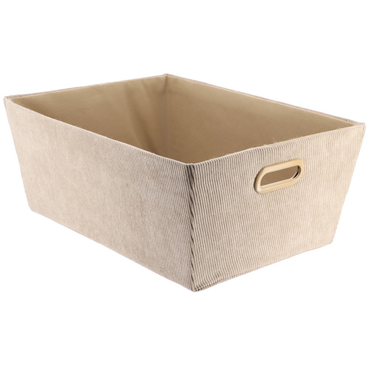 PANIERE DRESSING VELOURS COTELE 32.5X45X18CM TAUPE