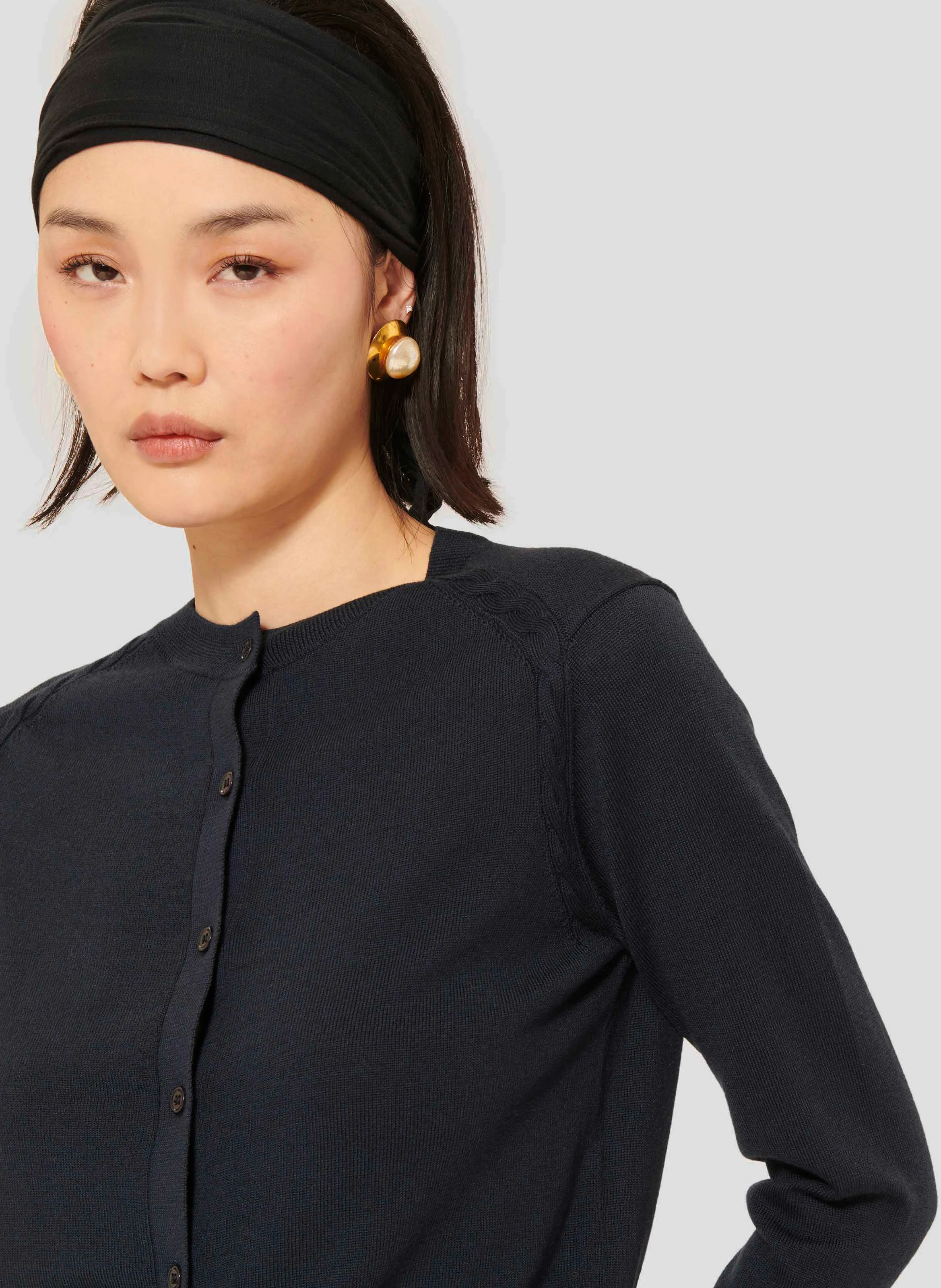 GINNO - Gilet droit en laine | Bleu