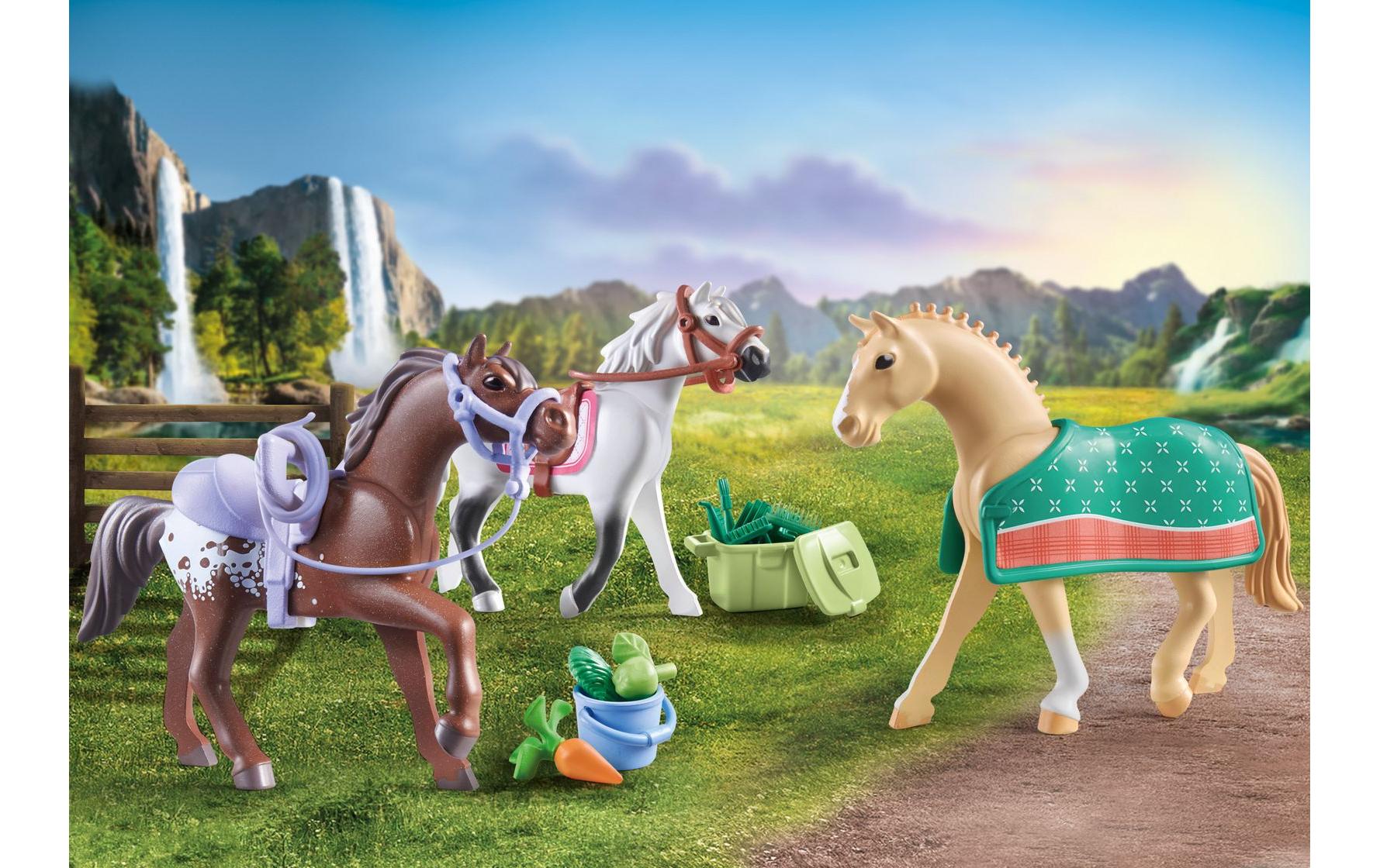 Horses of Waterfall Morgan, Quarter & Shagya Araber 71356Detailreich gestaltetes Pferde-Spielset