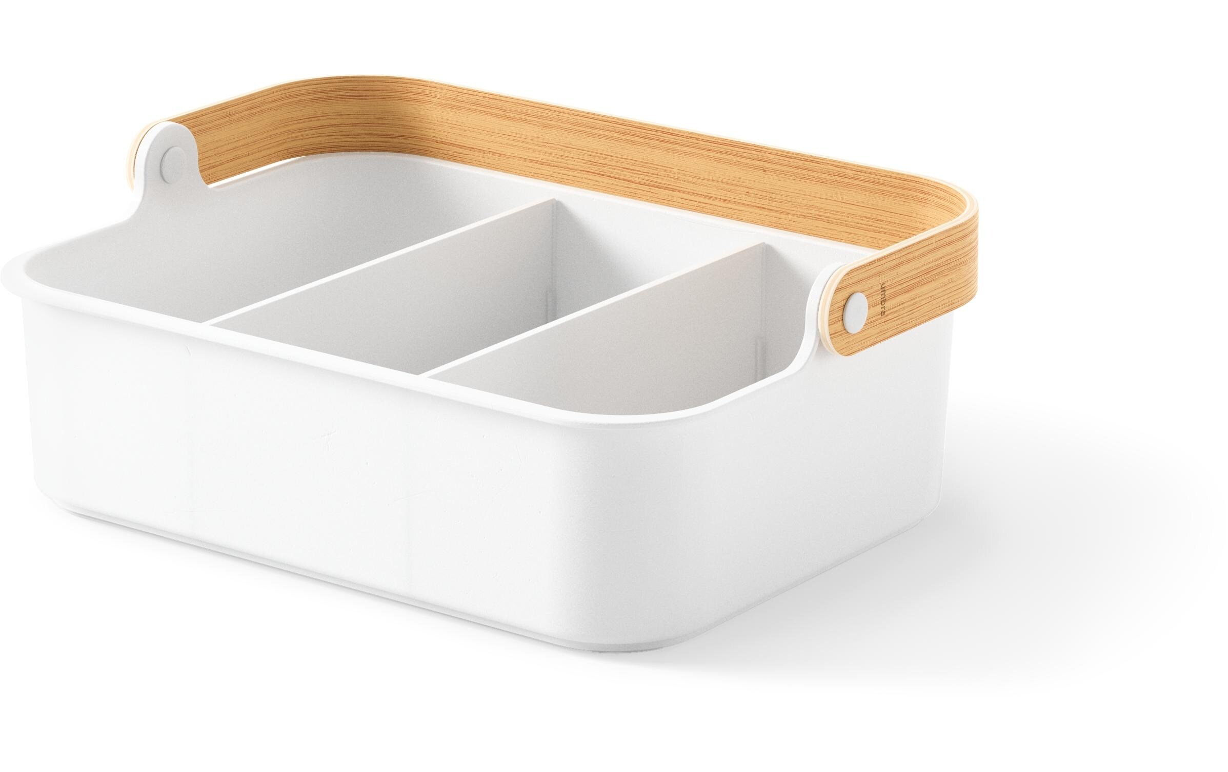 Aufbewahrungsbox Bellwood 35 x 13 cm, Nature/WeissStapelbarer Organizer mit entnehmbaren Trennwänden