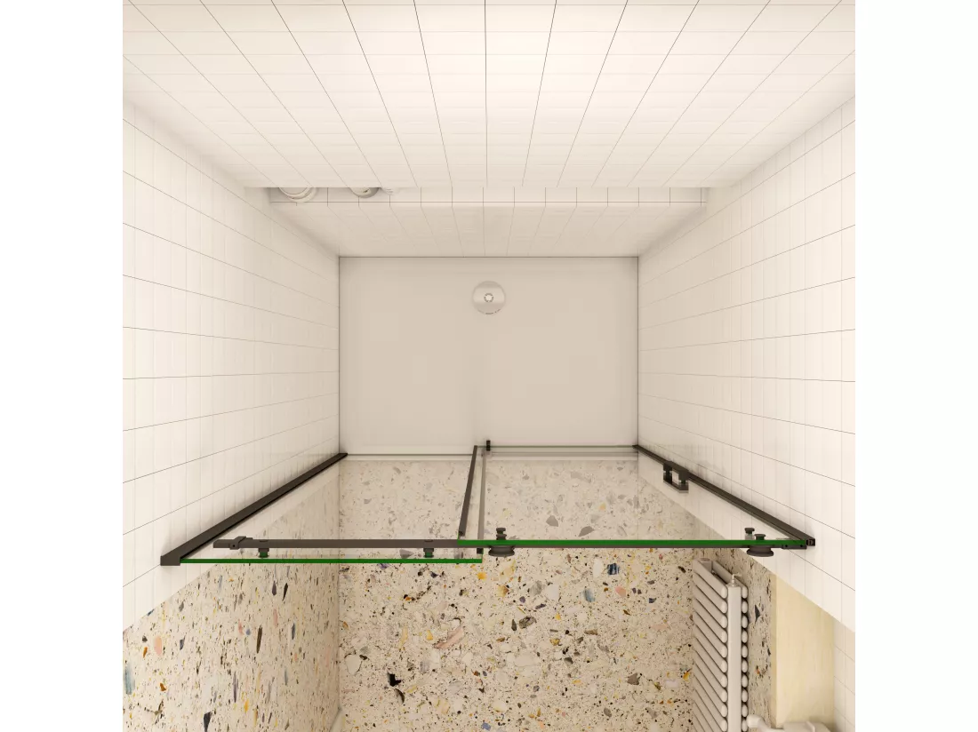 AICA porte de douche coulissante 120x200cm, noir mat style atelier, porte de douche coulissante noir en 8mm verre anticalcaire