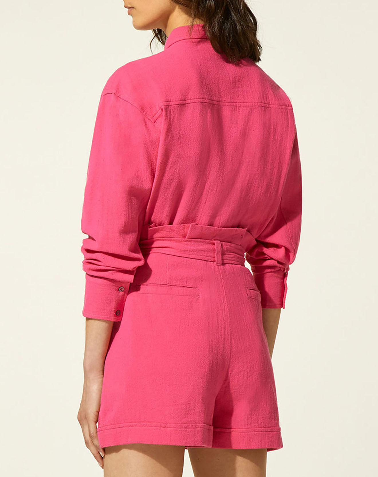 Galeries Lafayette Surchemise en Coton organique Leonie droite rose fuchsia