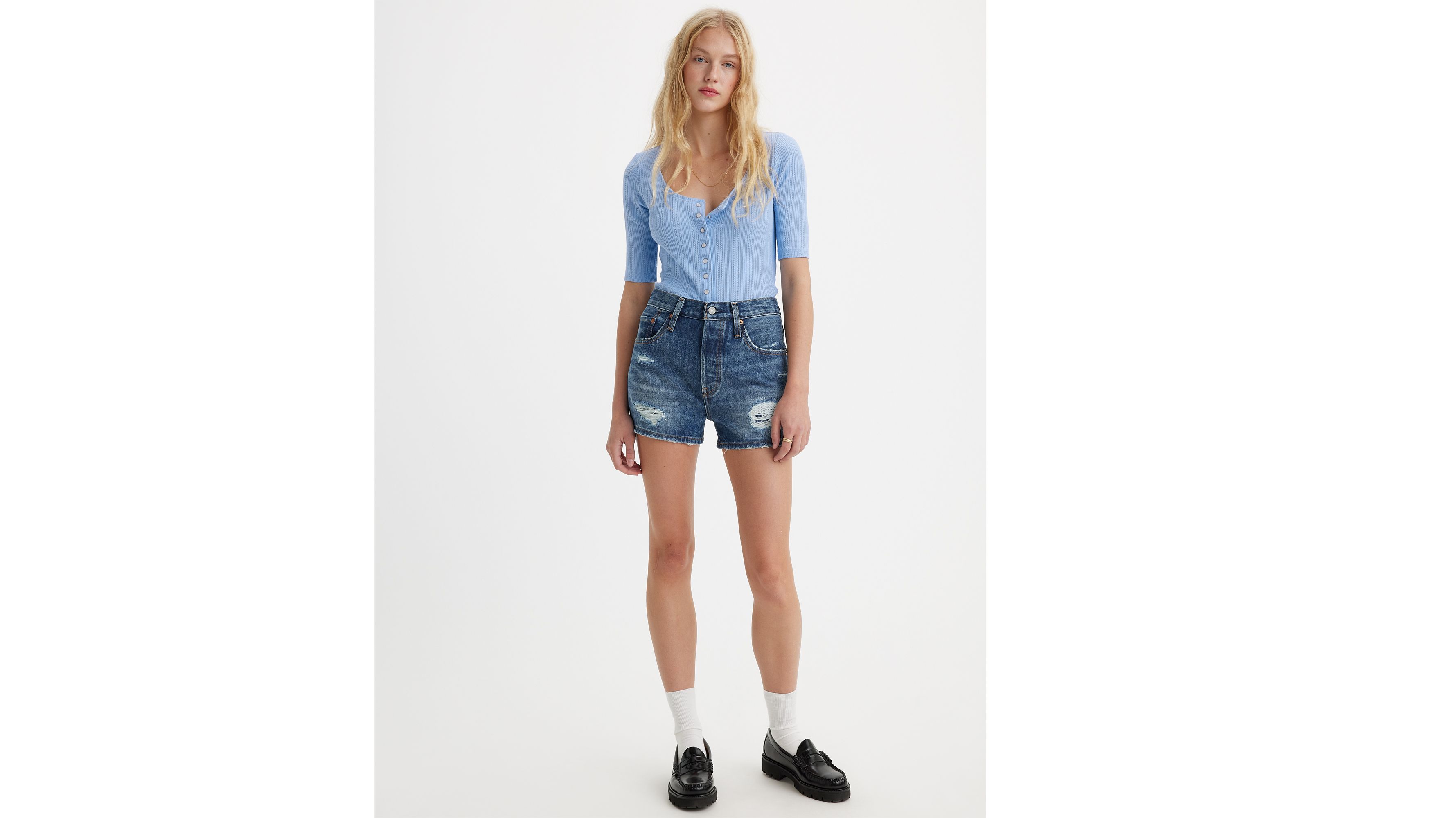 Short 501® Original - Dark Indigo Destructed - Bleu