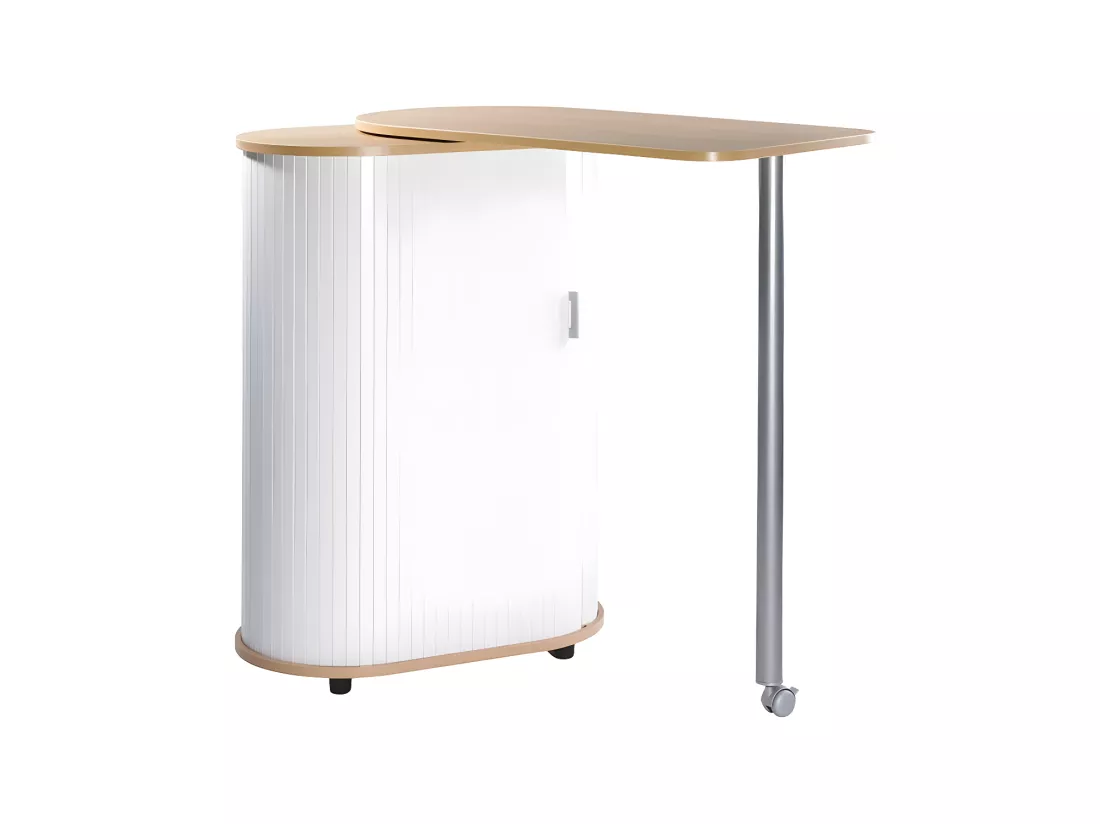 Desserte de cuisine Hêtre avec plateau de table pivotant - HUMMIE