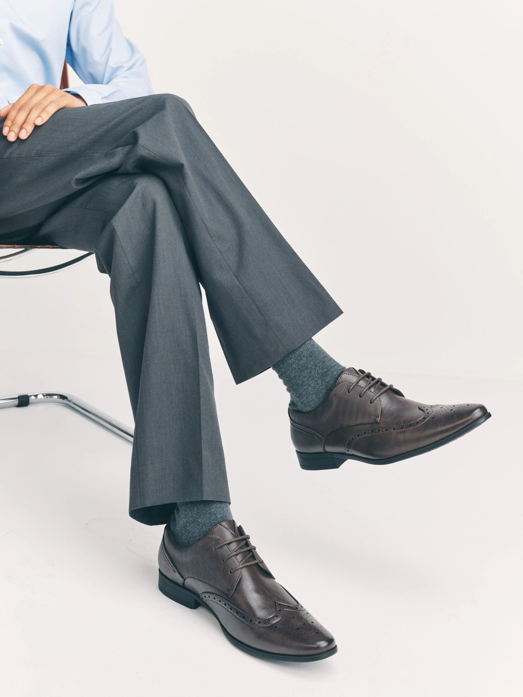 Bruin - Wijde pasvorm - Brogueschoenen