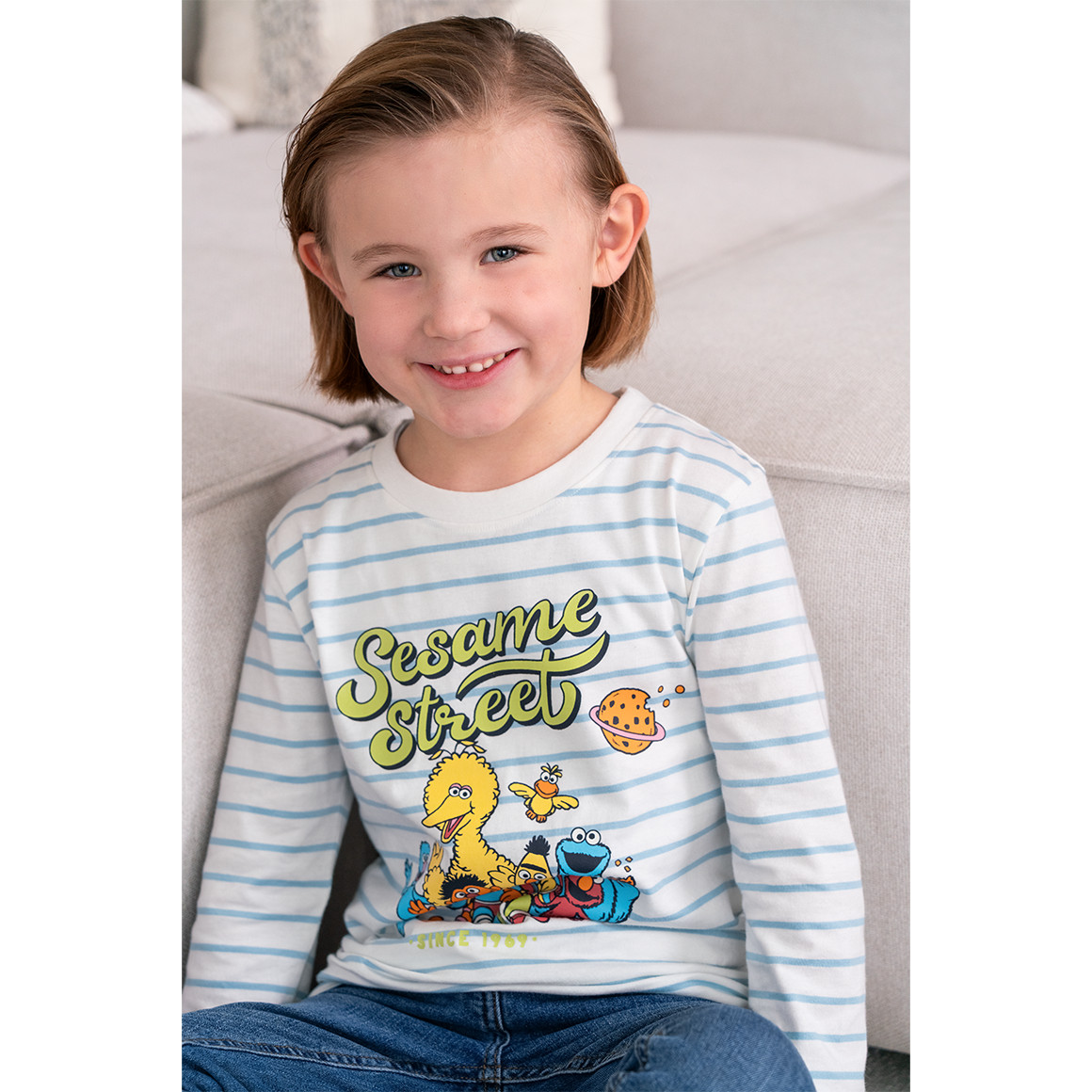 Topolino Sesamstraße Langarmshirt mit Print weiss