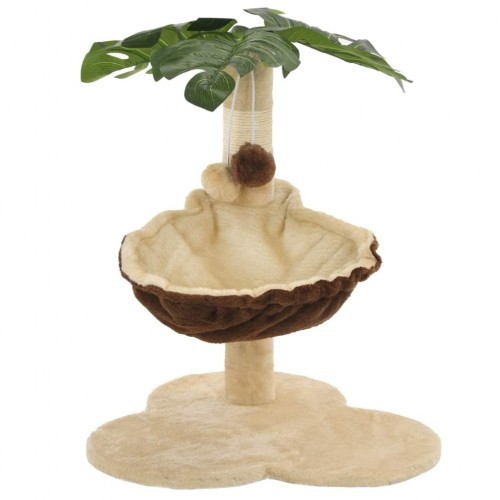 Arranhador com poste de sisal, marrom e bege