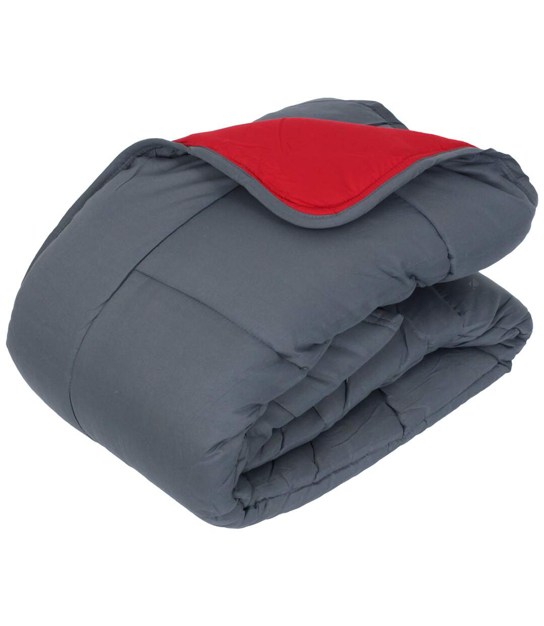 Couette hiver 140x200 cm COCOON BICOLORE Gris/Rouge garnissage fibre polyester 400g/m2