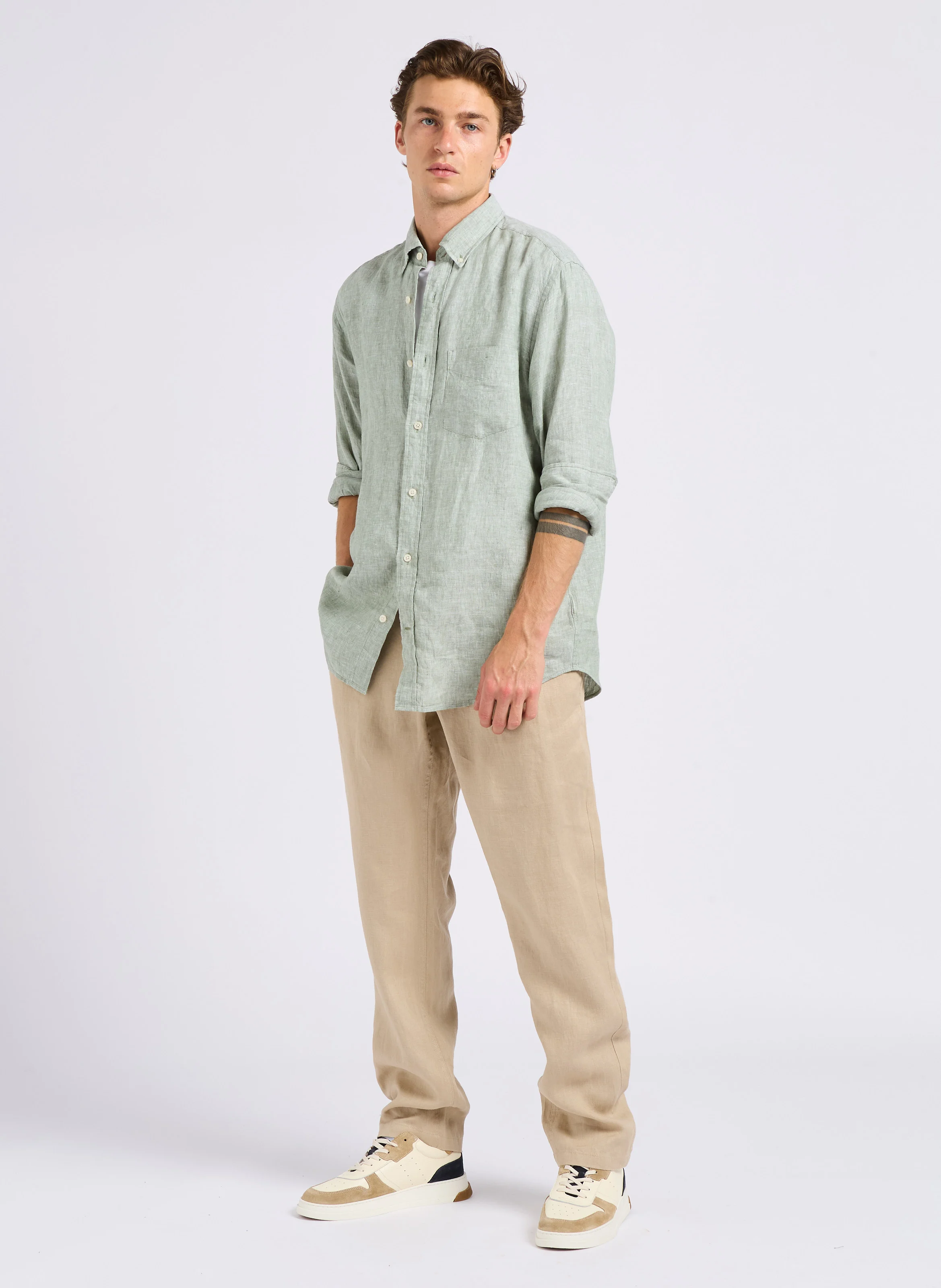 Pantalon droit en lin | Gris