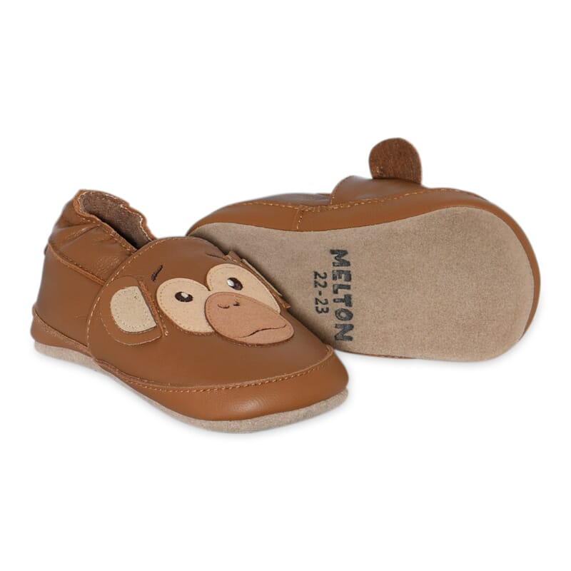 Monkey Leather Slippers cognac - MP - Rumpetroll