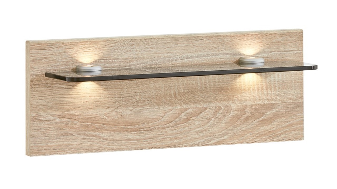 Nachtkast paneel met glas en verlichting Bienne sagerau eiken