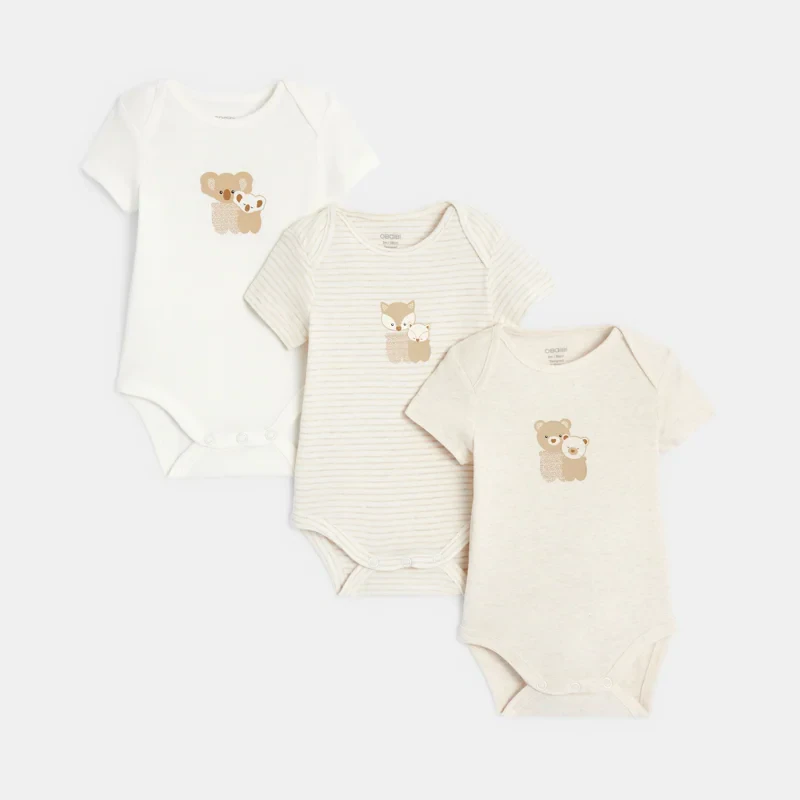 Body manches courtes col us beige bébé mixte (lot de 3) Beige
