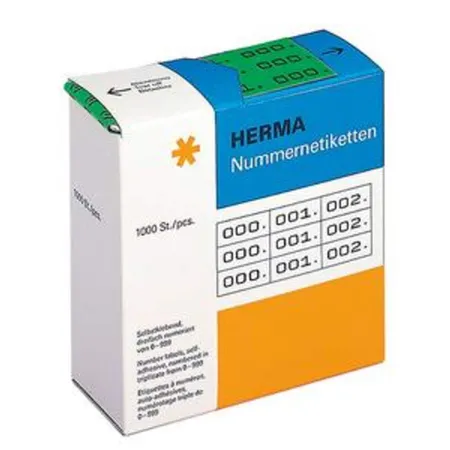 HERMA Nummernetiketten dreifach selbstklebend 10x22 mm grün/schwarz