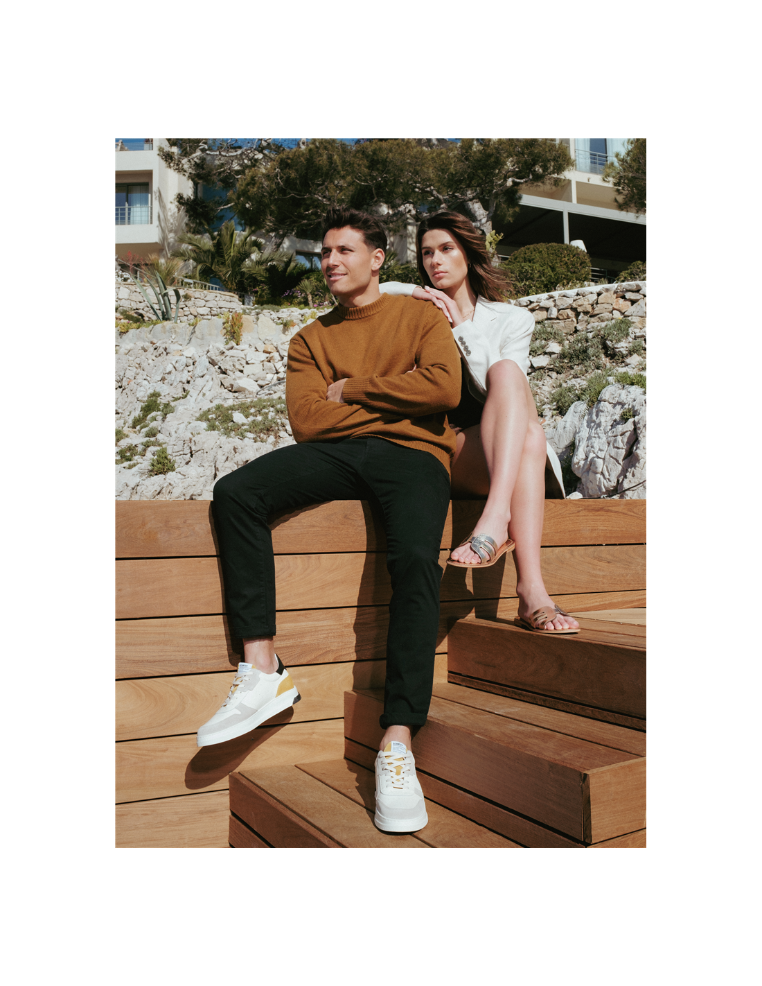 schmoove Baskets de ville homme order sneaker blanc/gris/jaune/noir