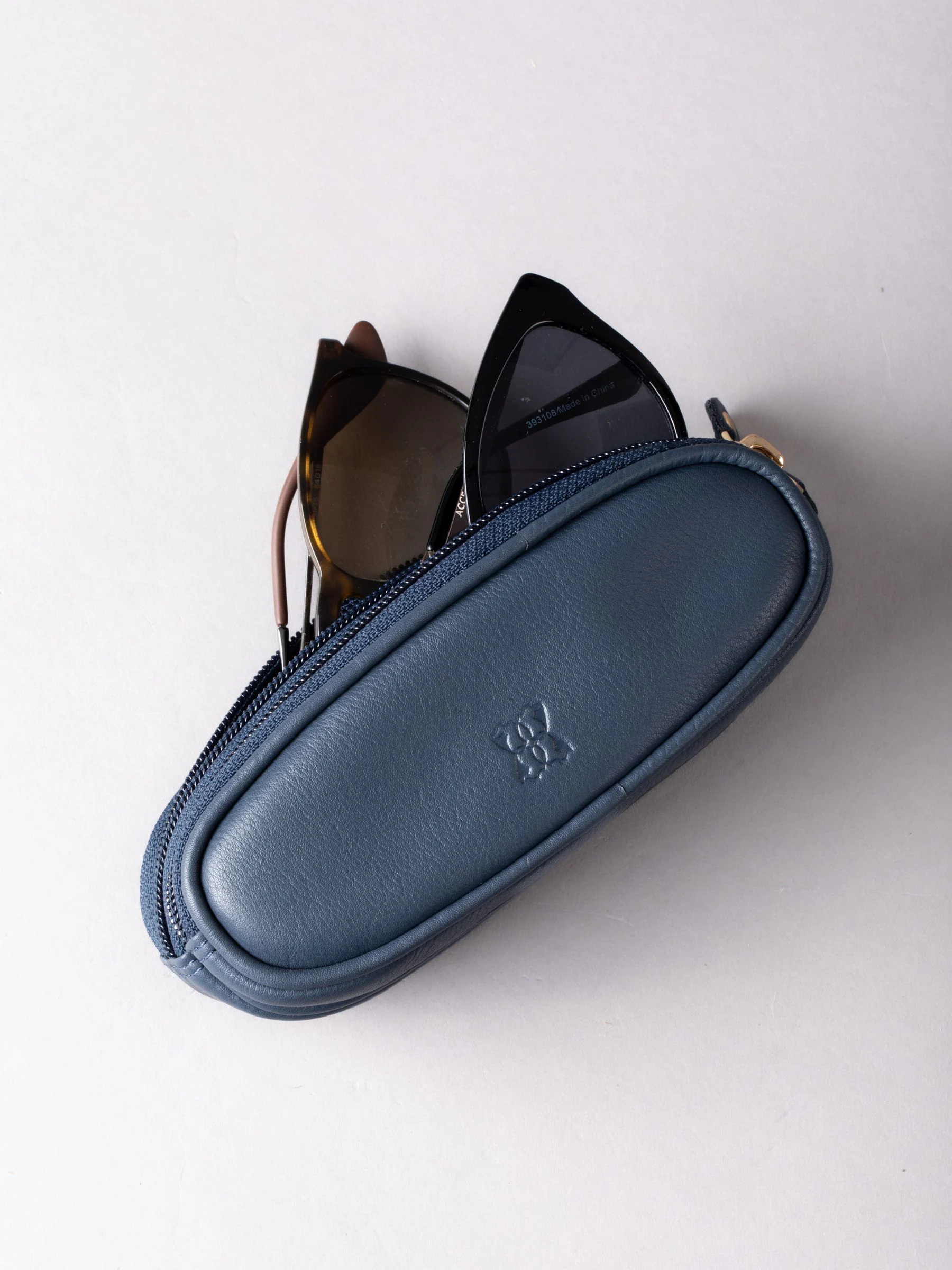 Marineblauw - Lakeland Leather dubbele brillenkoker