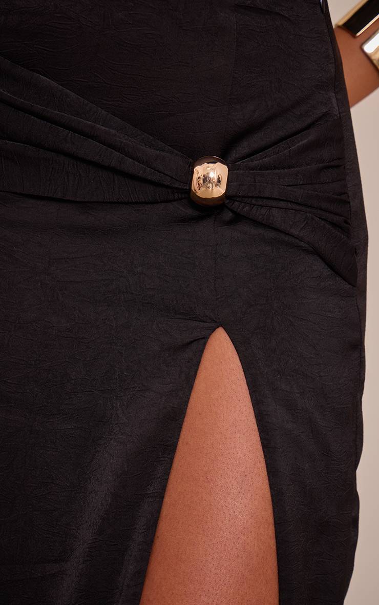 Noir Jupe Longue Fendue Avec Détails Métalliques Ensemble Coordonné Tall