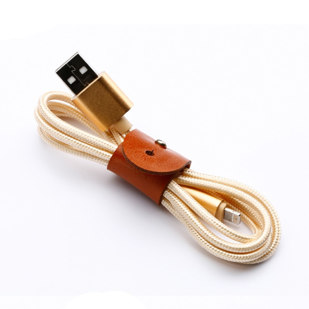 (3-tlg. Set) Leder Kabel Organizer Kabelbinder - Braun