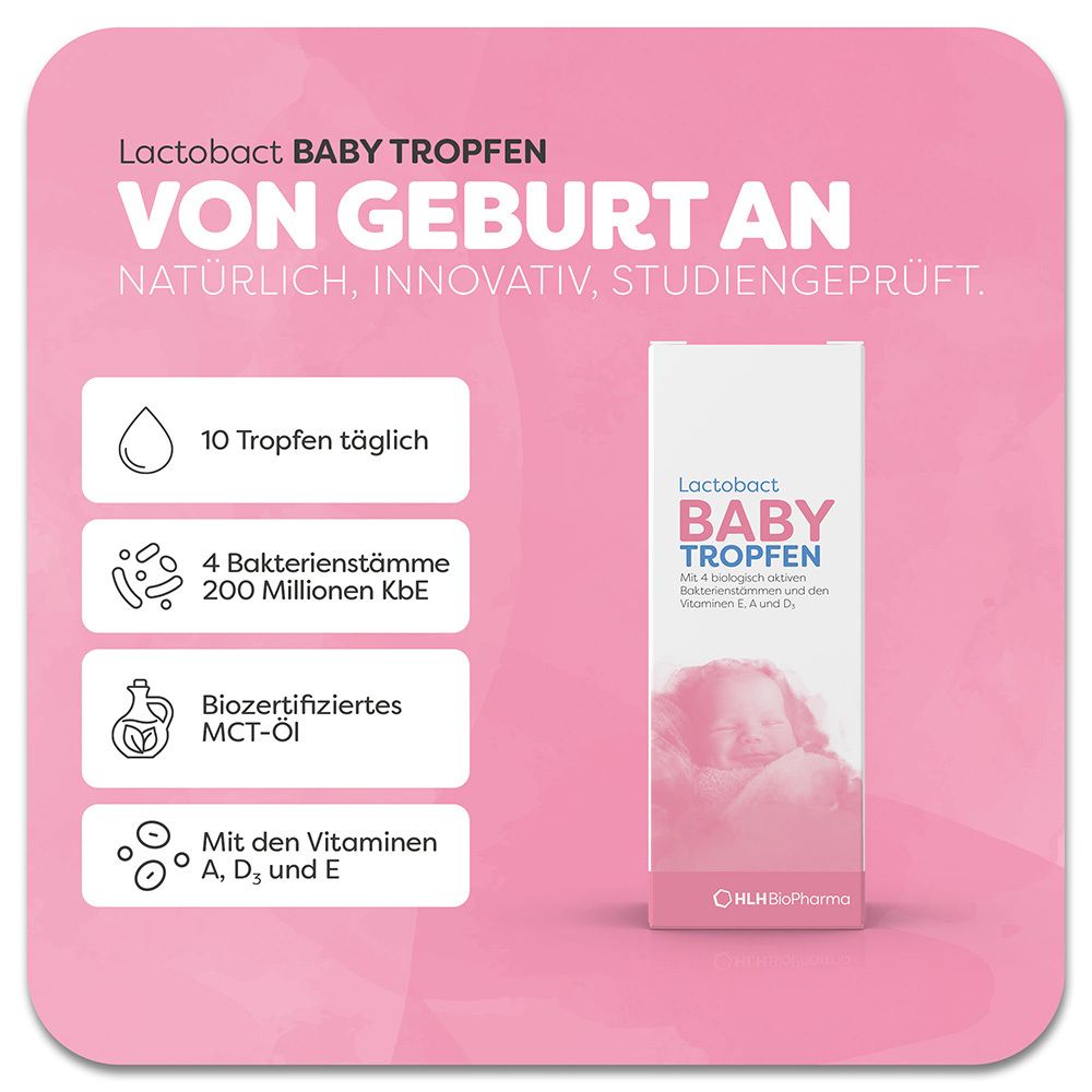 Lactobact BABY TROPFEN - Biologisch aktive Bakterien für die Darmflora ab dem Tag der Geburt