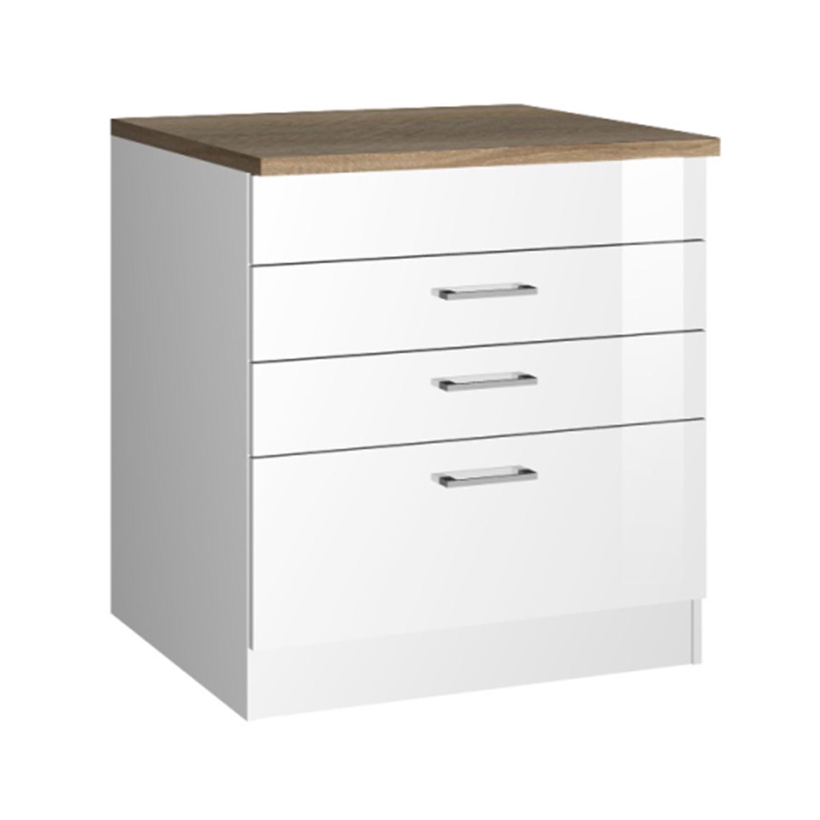 Kochfeldumbau ROM - weiß Hochglanz - 80 cm