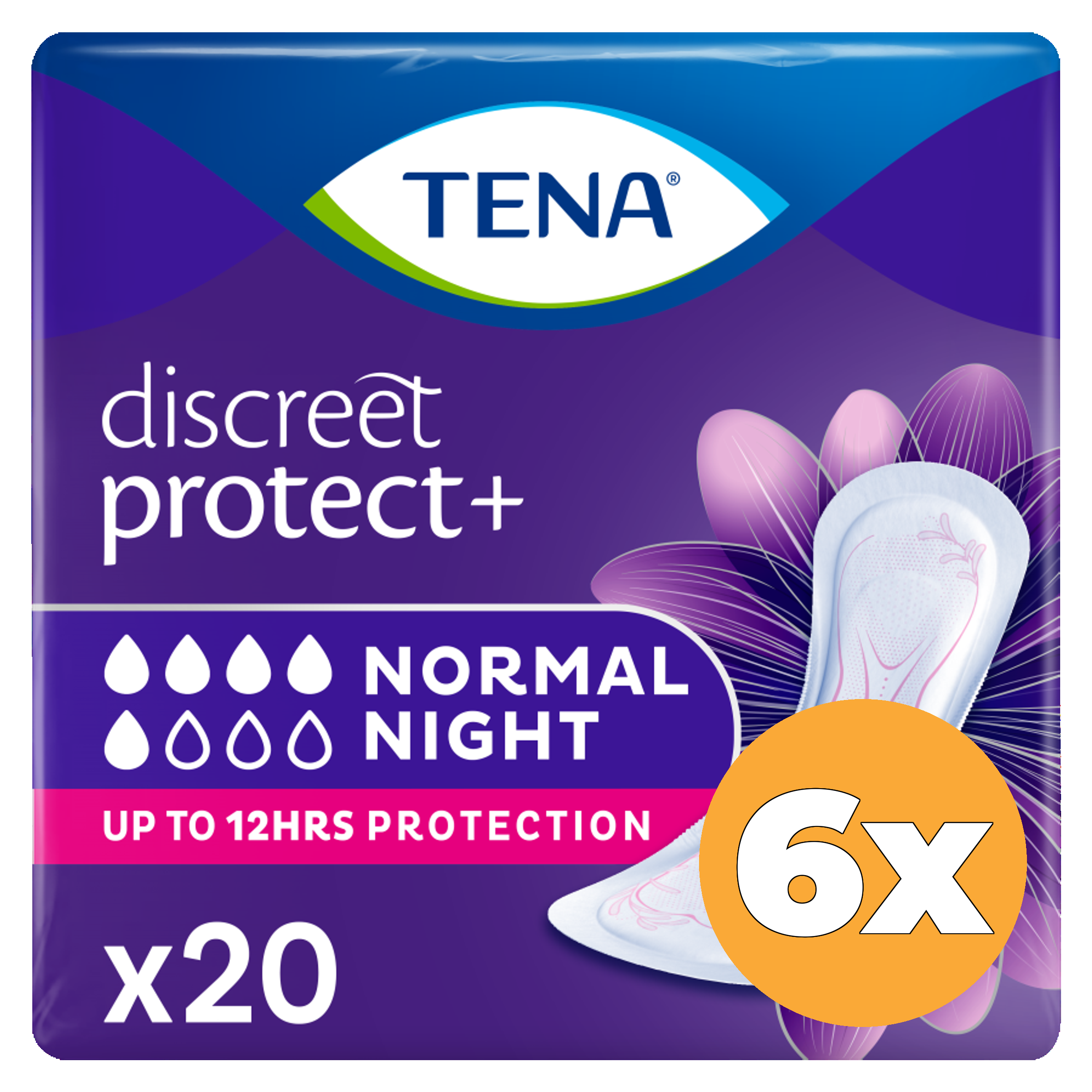 6x Tena Discreet Normal Night (20 stuks)