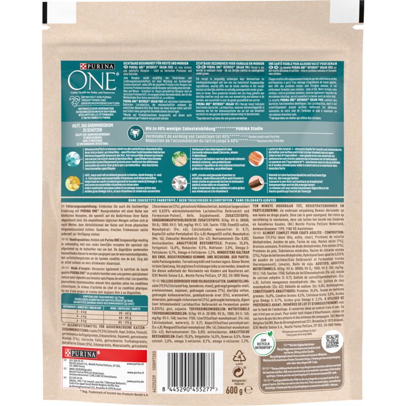 Purina ONE Adult graanvrij rijk aan zalm
