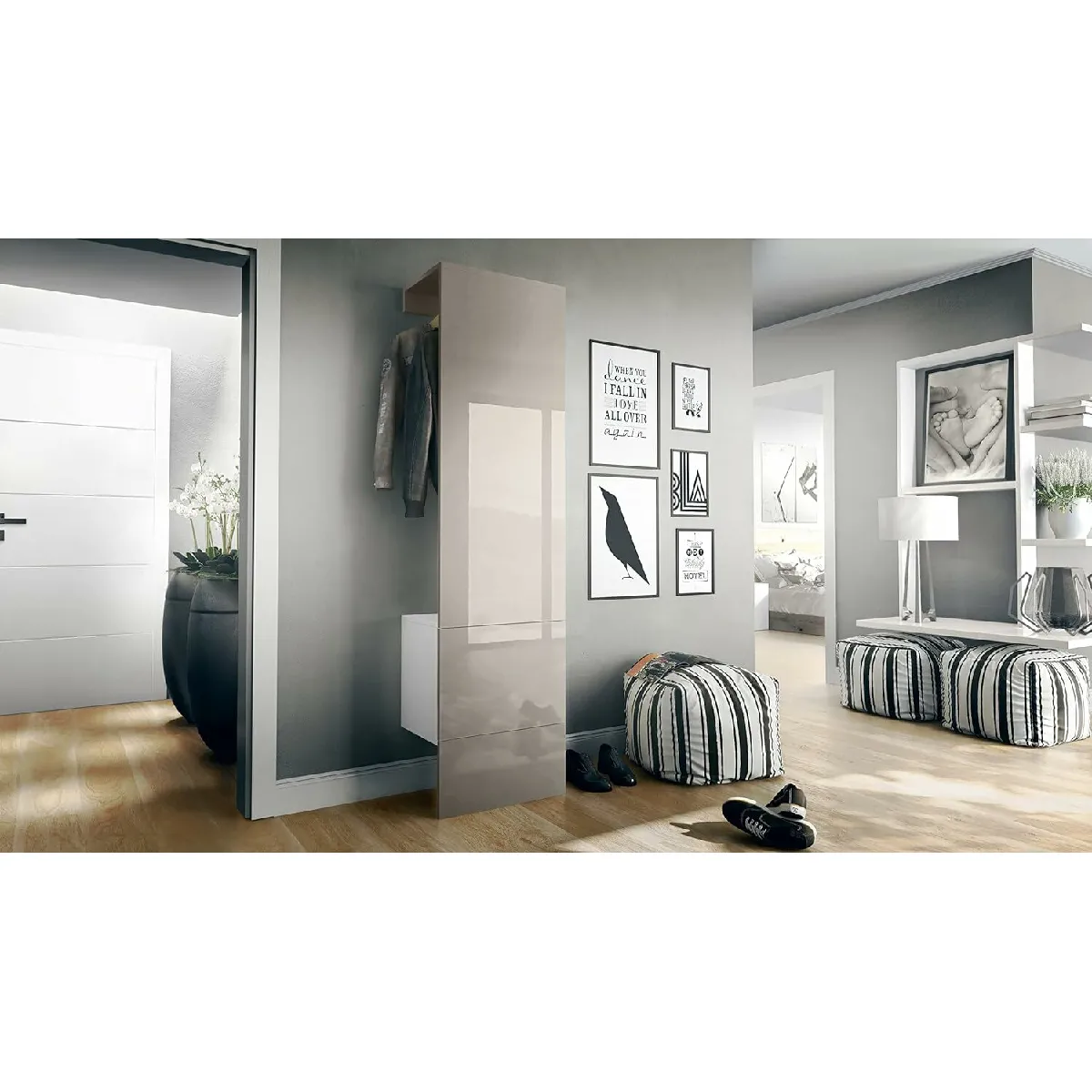 MPC Porte-Manteaux Blanc et Gris Sable