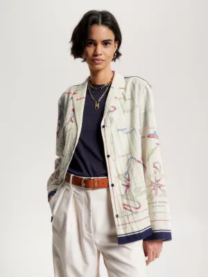 Camisa de modelagem relaxada com estampa de lenço