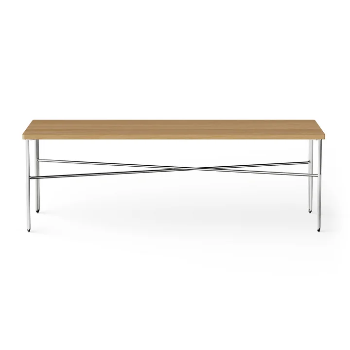 NINE - Inline Couchtisch, 120 x 40 cm, Eiche / Edelstahl poliert