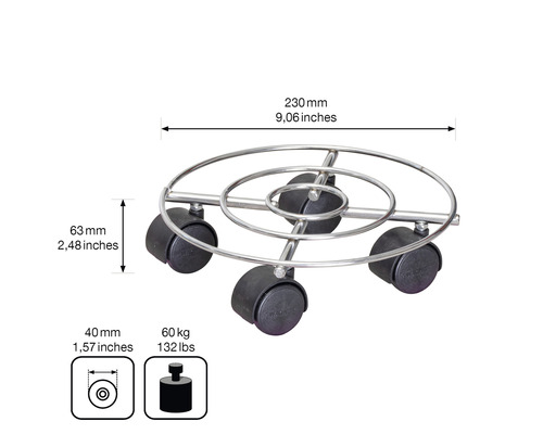 Wagner stalen installatiewagen Ø 23 cm TK 60 kg