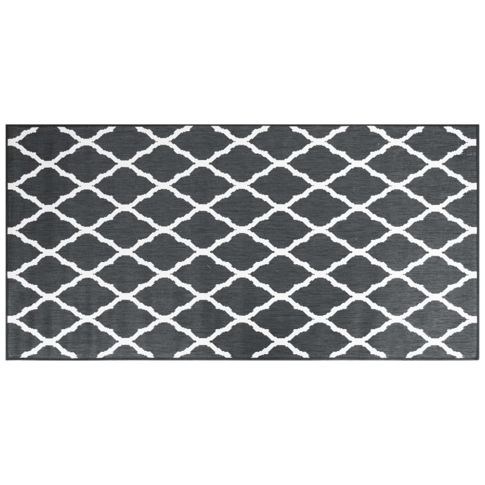 Tapis d'extérieur gris et blanc 100x200 cm design réversible