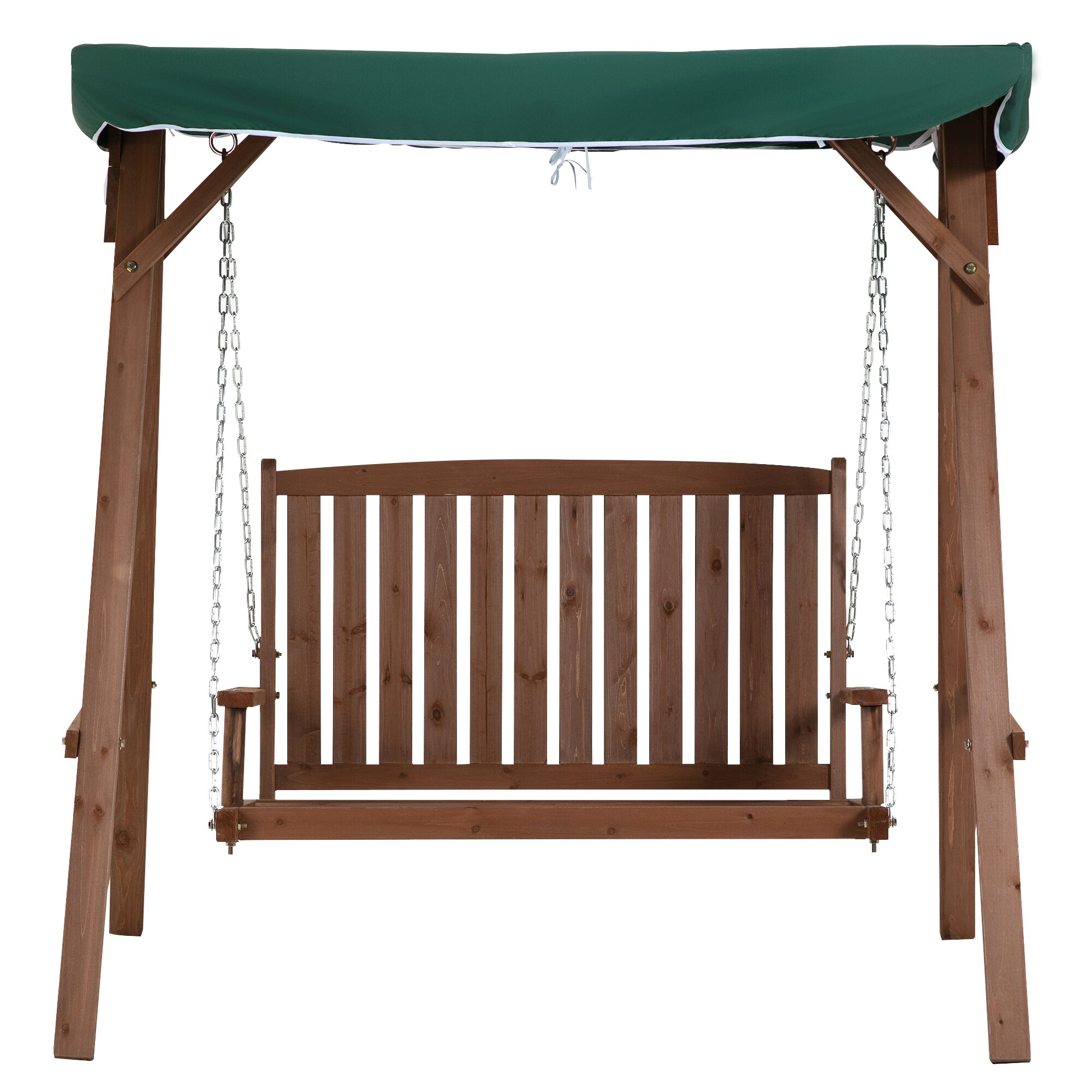 Outsunny Hollywoodschaukel für 2 Personen braun, grün 160 x 120 x 165 cm (BxTxH)