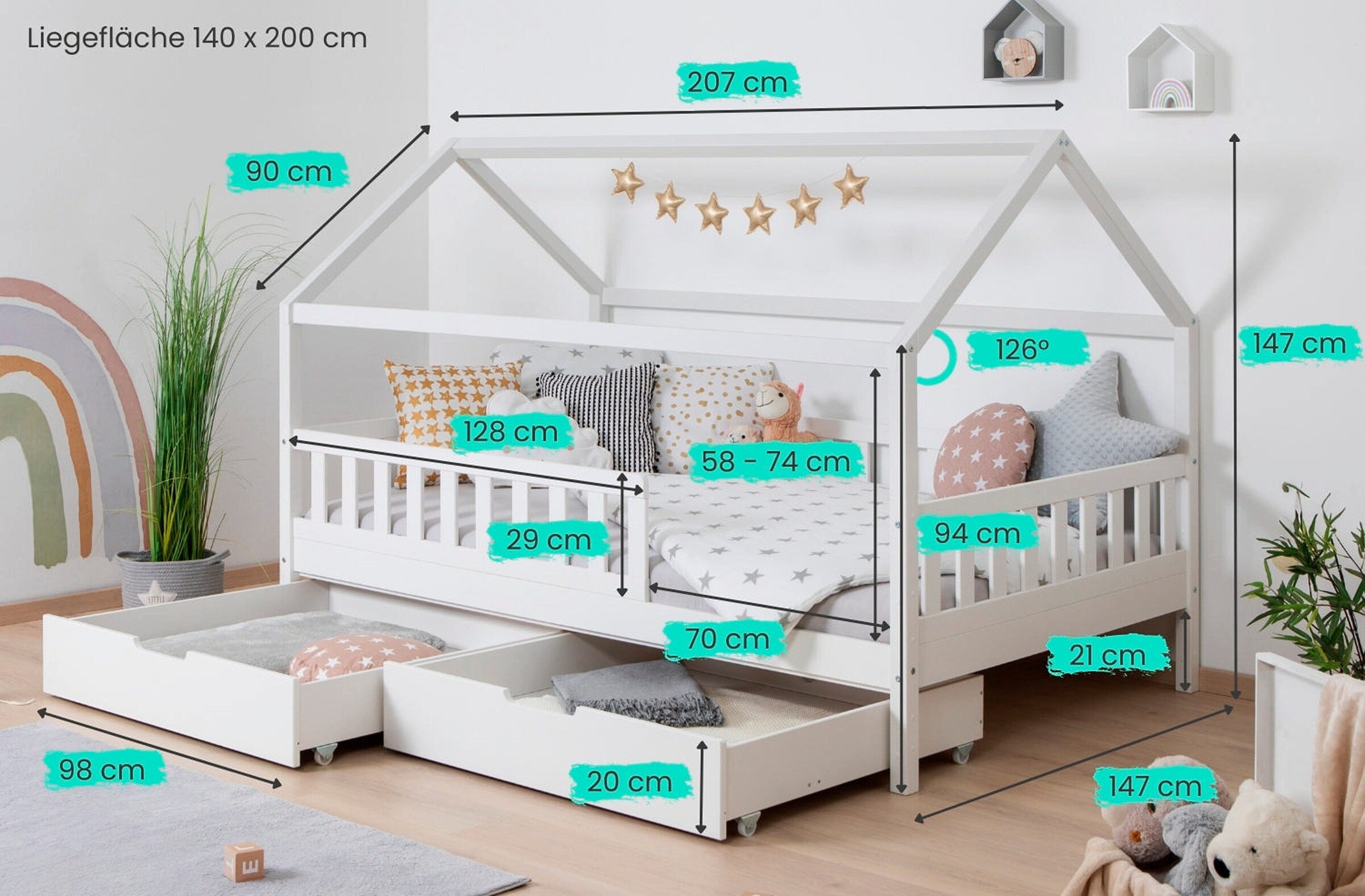 Ticaa Kinderbett Hausbett 