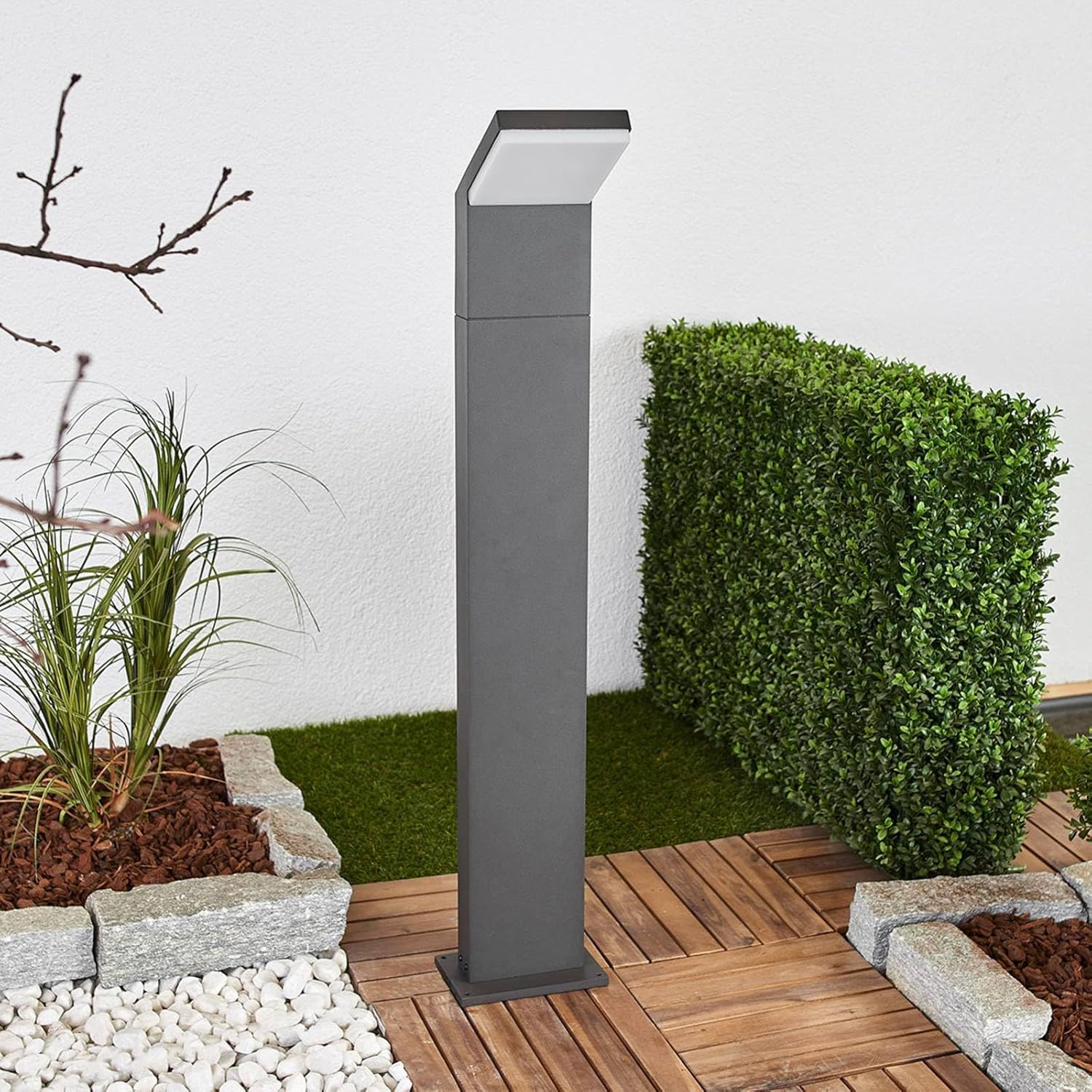 Arcchio LED Außenleuchte Yolena (Modern) in Schwarz aus Aluminium (1 flammig,) - Wegeleuchte Pollerleuchte Wegelampe Sockelleuchte